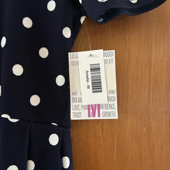 LuLaRoe Navy and White Polka Dot Dress - Picture 2 of 3